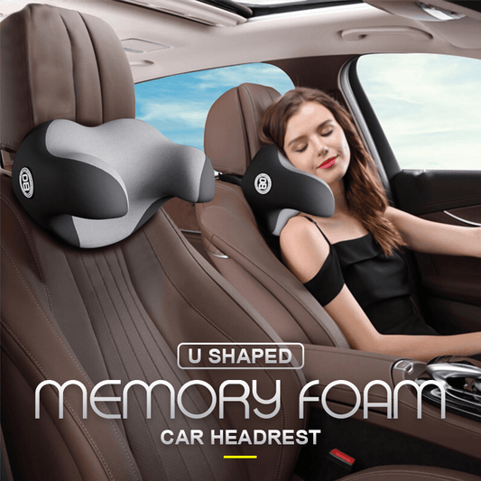 U Shaped Memory Foam Car Headrest 1688 Black Gray 